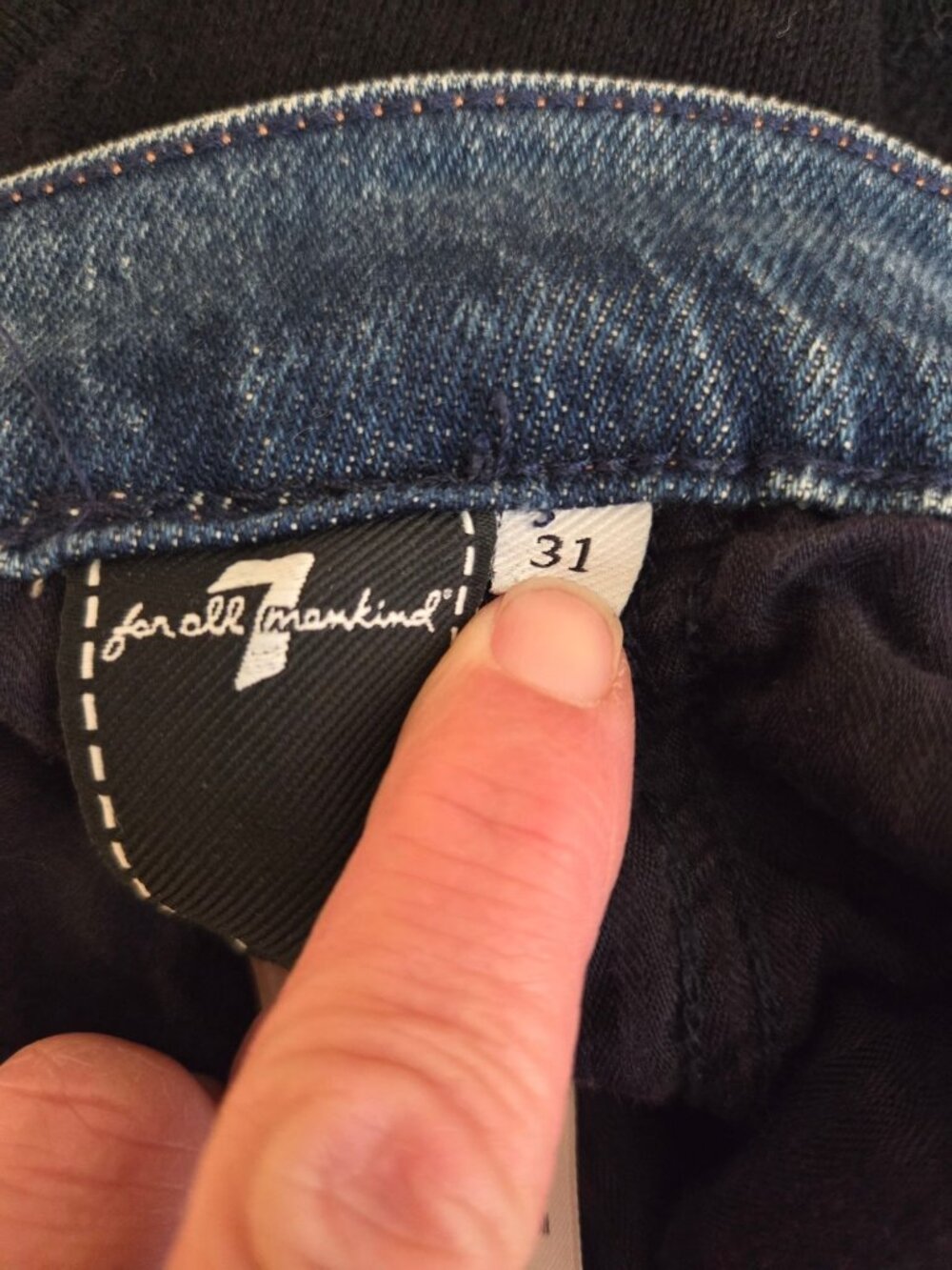 Womens 7 For All Mankind Cargo Logan Blue Bell Denim Jeans Size 31 Retro - Picture 2 of 8